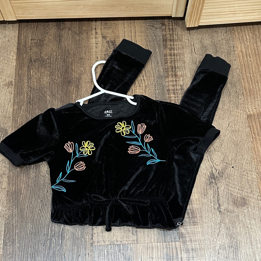 Rags velvet floral one piece outfit